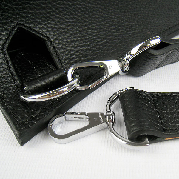 Replica Hermes Jypsiere Fjord Leather Messenger Bag Black H6508 - 1:1 Copy - Click Image to Close
